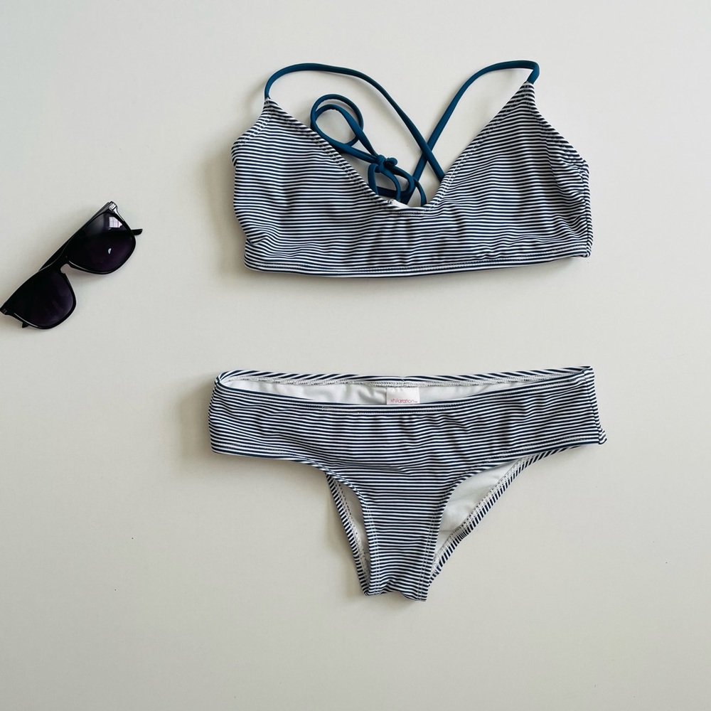 Xhilaration Blue Stripe Bikini Set Size XS